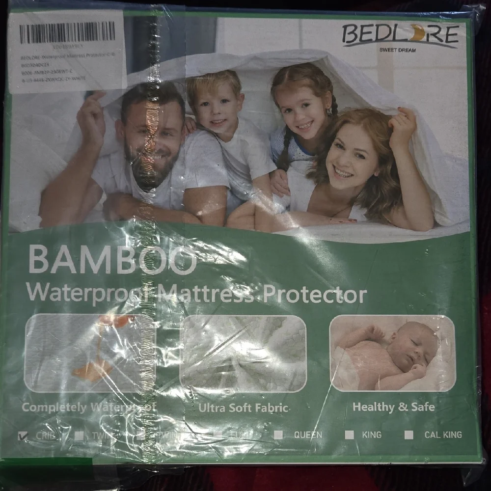 Bedlore Bamboo Waterproof Mattress Protector - White Size Crib